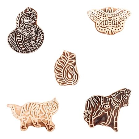 Set of 5 Piece New Mix Wooden Printing Block